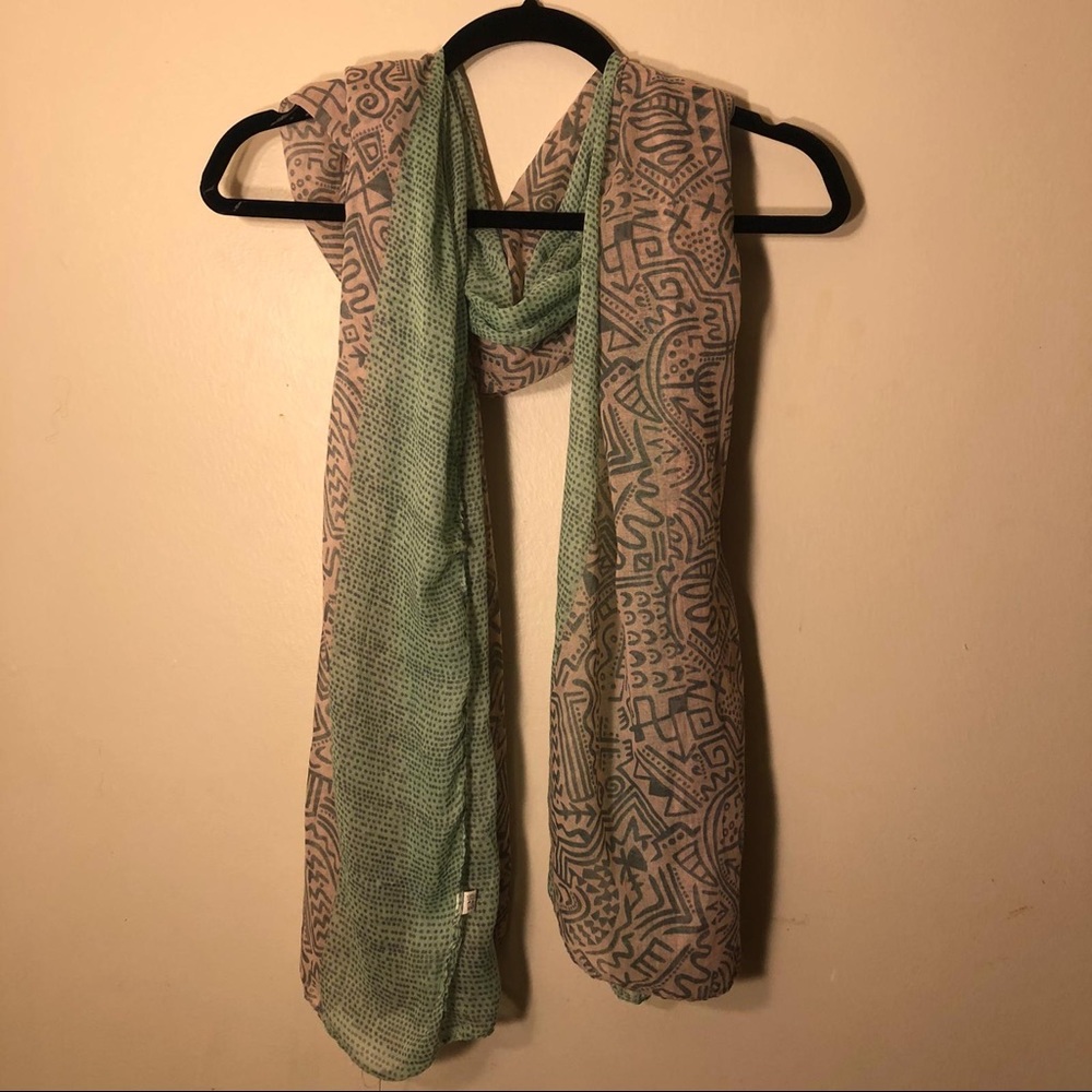 Multi-design teal green/blue scarf